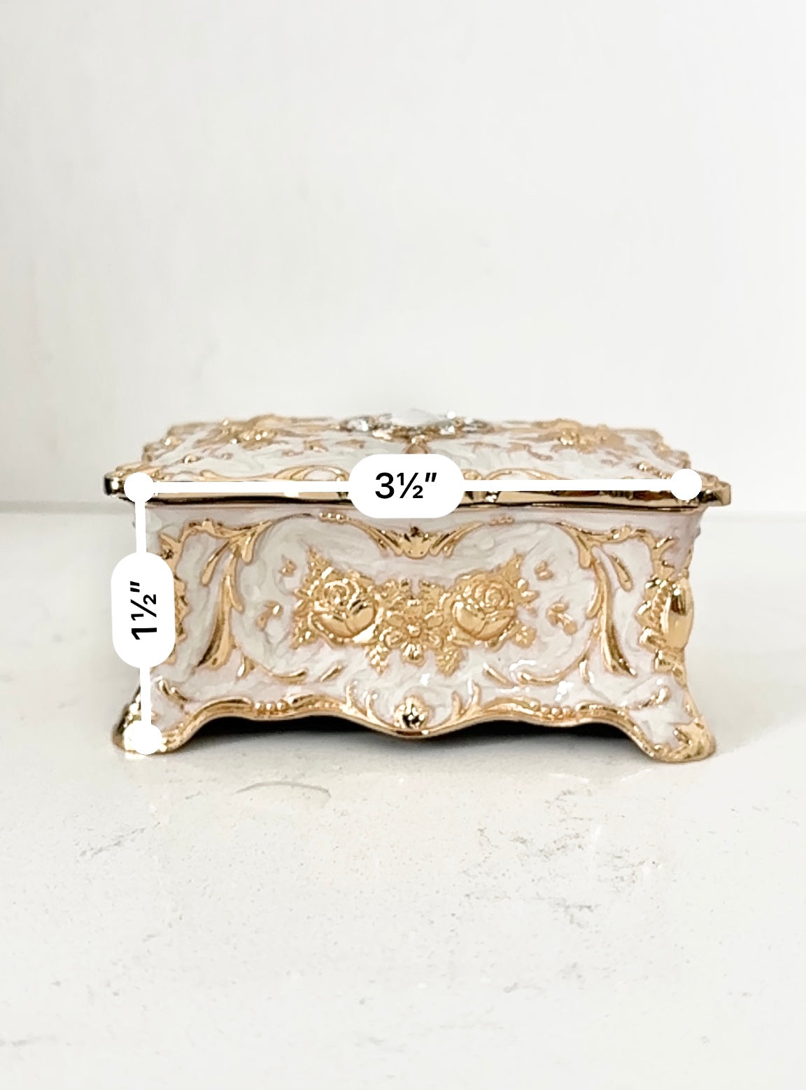 Luxury Metal Alloy Jewelry Box Trinket |Organizer Storage Box | Rose Pattern