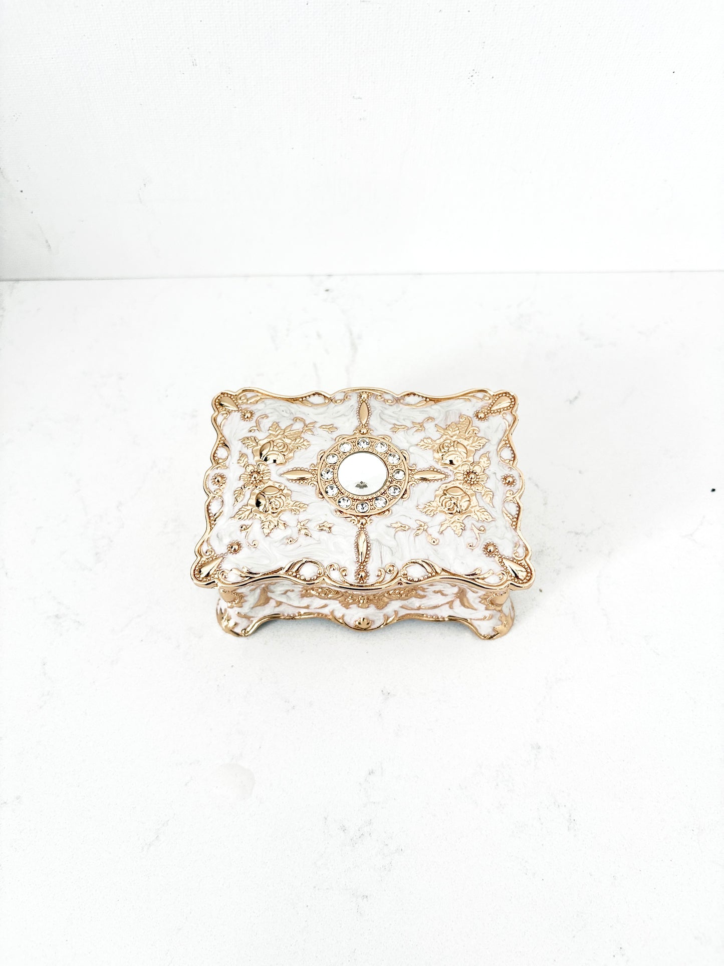 Luxury Metal Alloy Jewelry Box Trinket |Organizer Storage Box | Rose Pattern