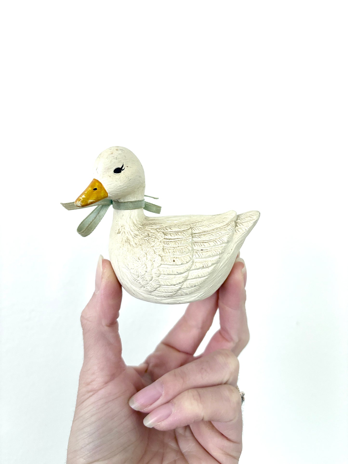 Porcelain Vintage Duck Figurine – Elegant Handmade Ceramic Home Décor