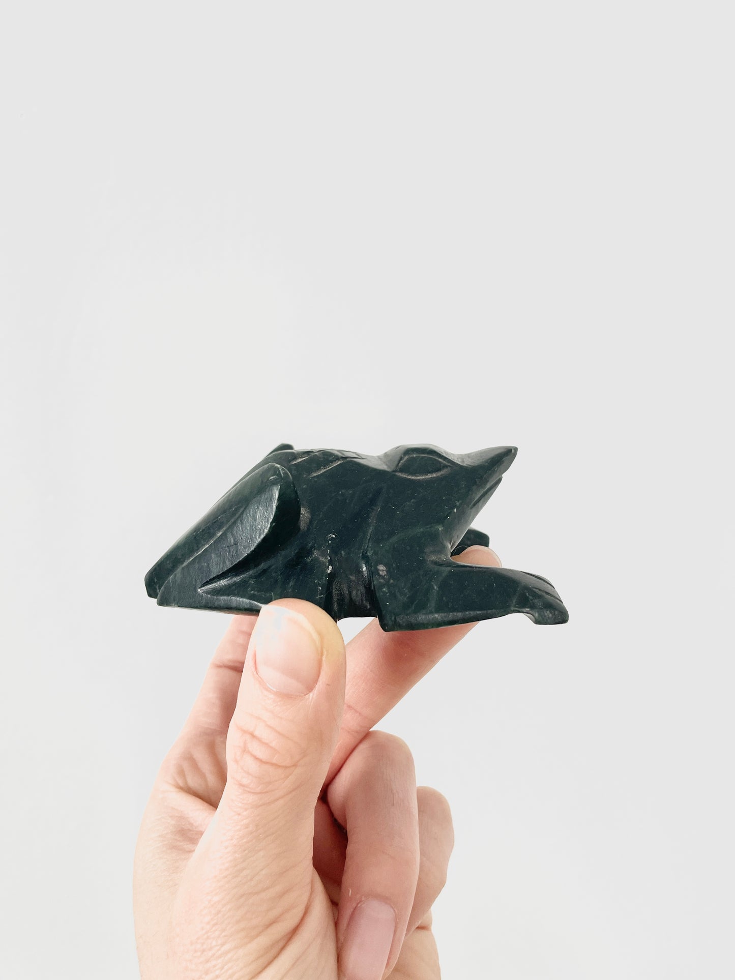 Green Frog Carved from Stone