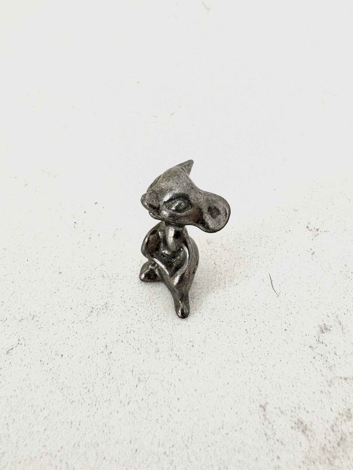 1” Miniature Pewter Mouse Figurine Artist Signed by “V”