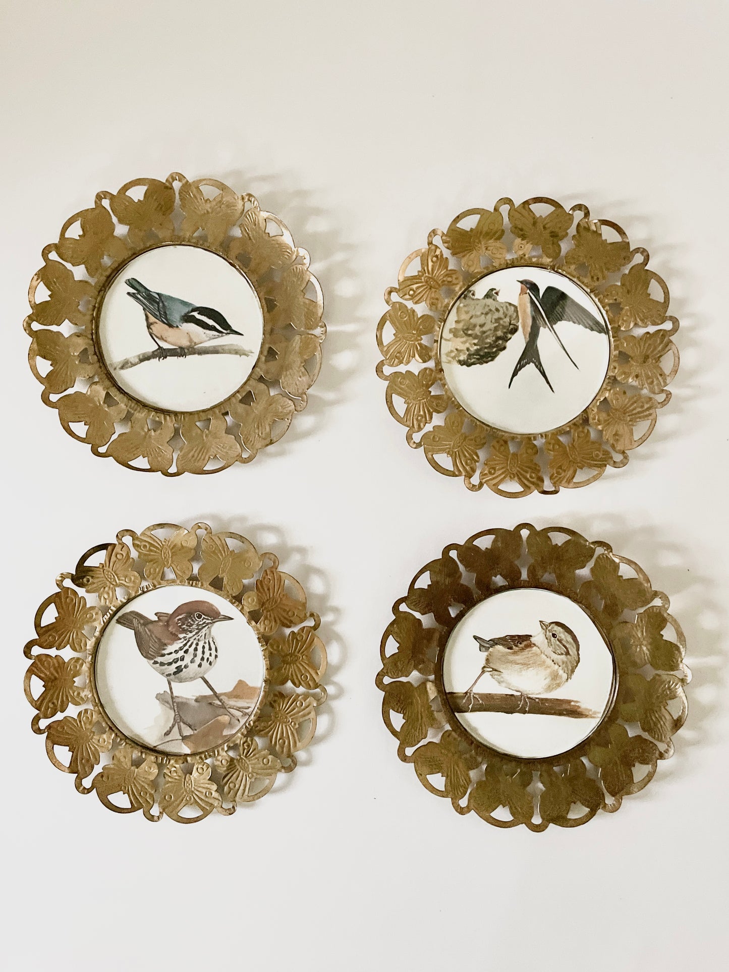 Sold - Bird Gallery Wall Art - Flock of 4 unique pieces