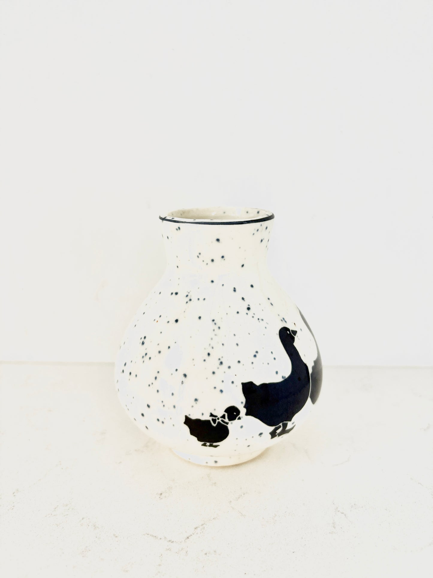 Blue Duck Family Ceramic Mini Vase | Studio Pottery | Vintage