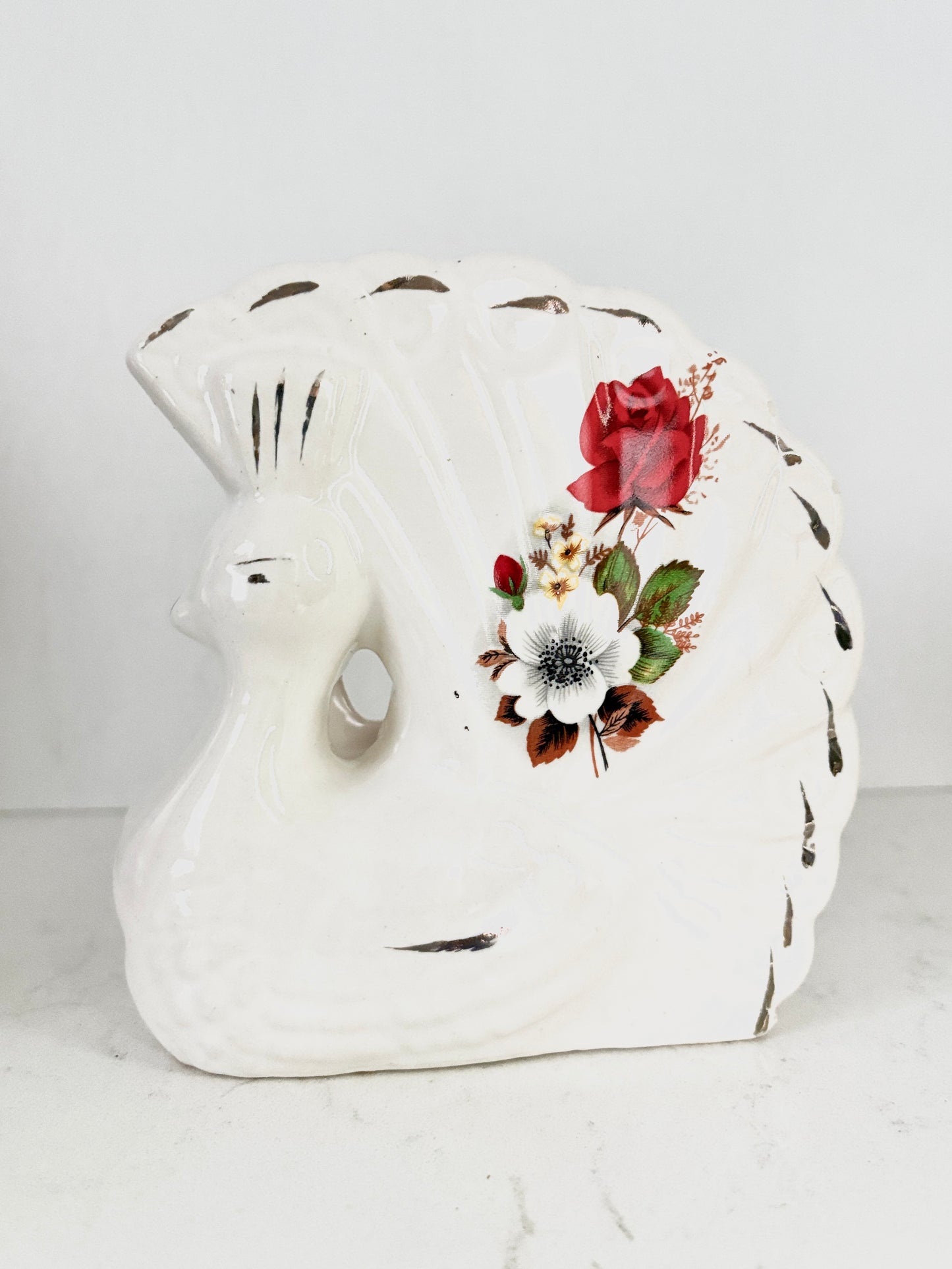 Vintage Swan Floral Napkin Holder