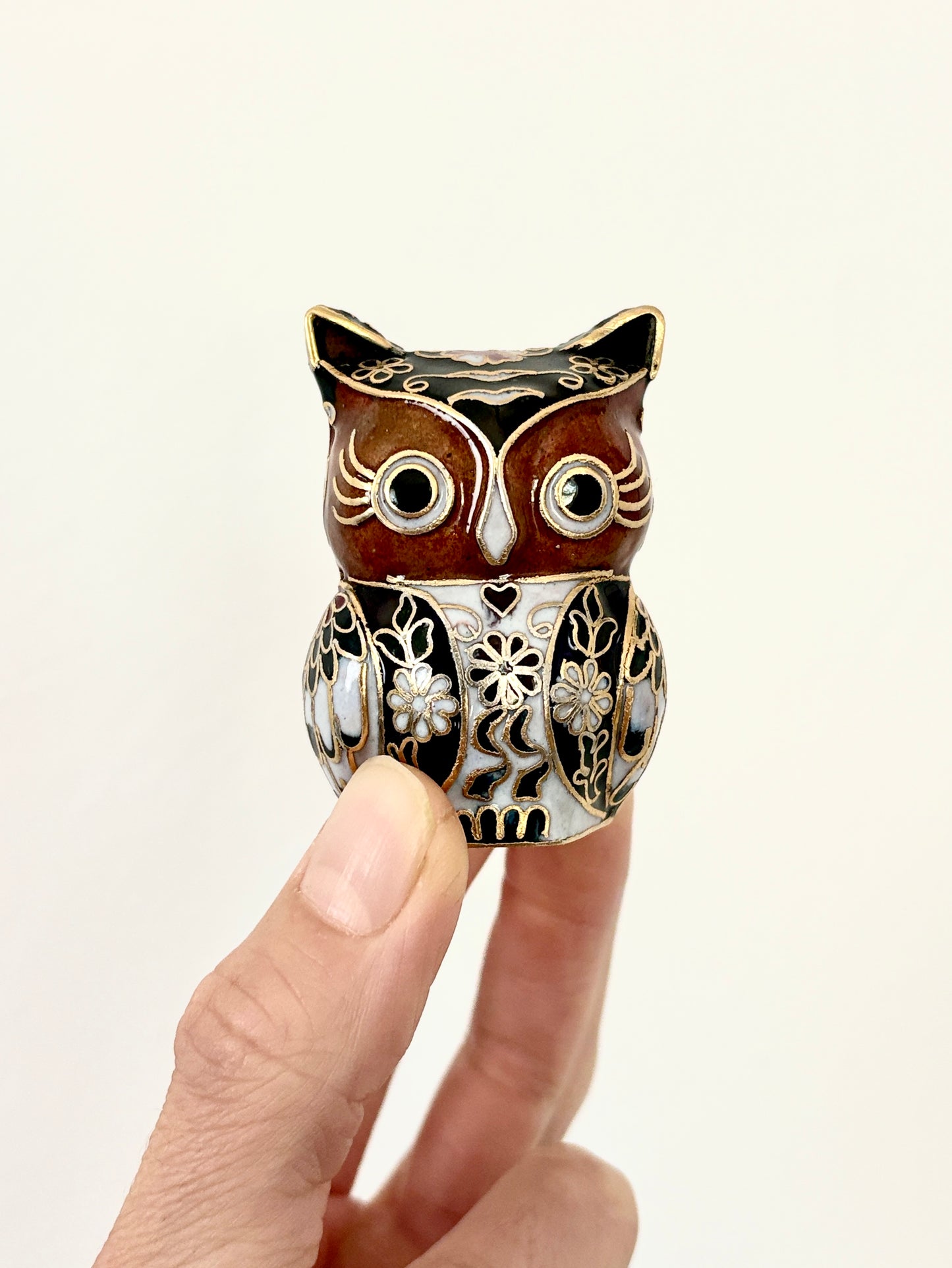 Chinese Cloisonné Enamel Owl Figure