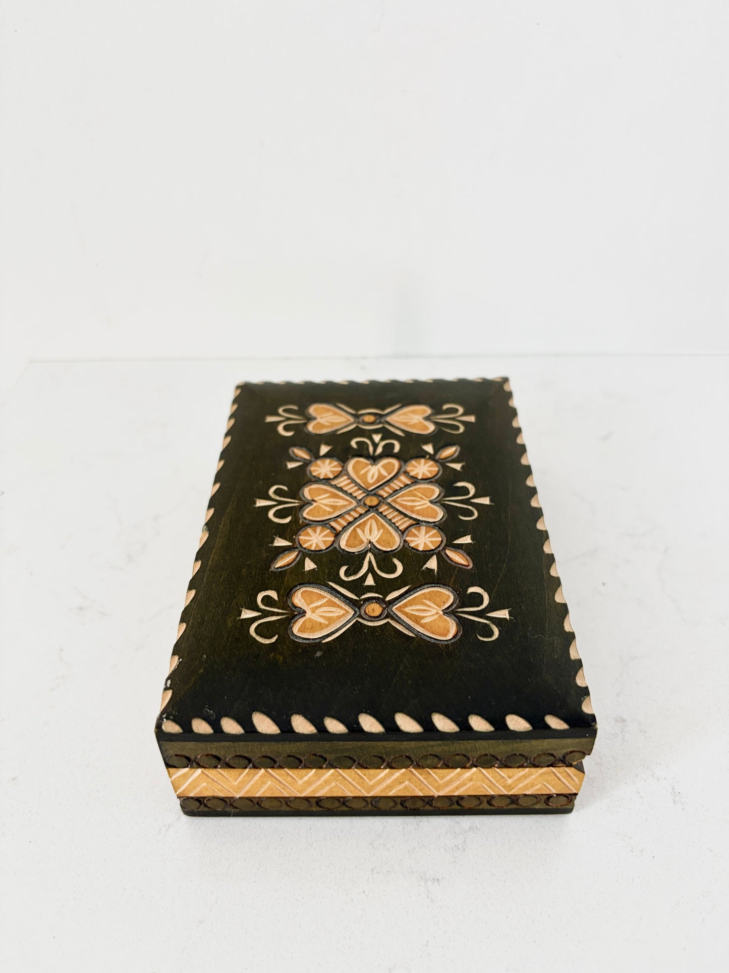 Polish Handcrafted Wooden Box |Inlaid Carvings