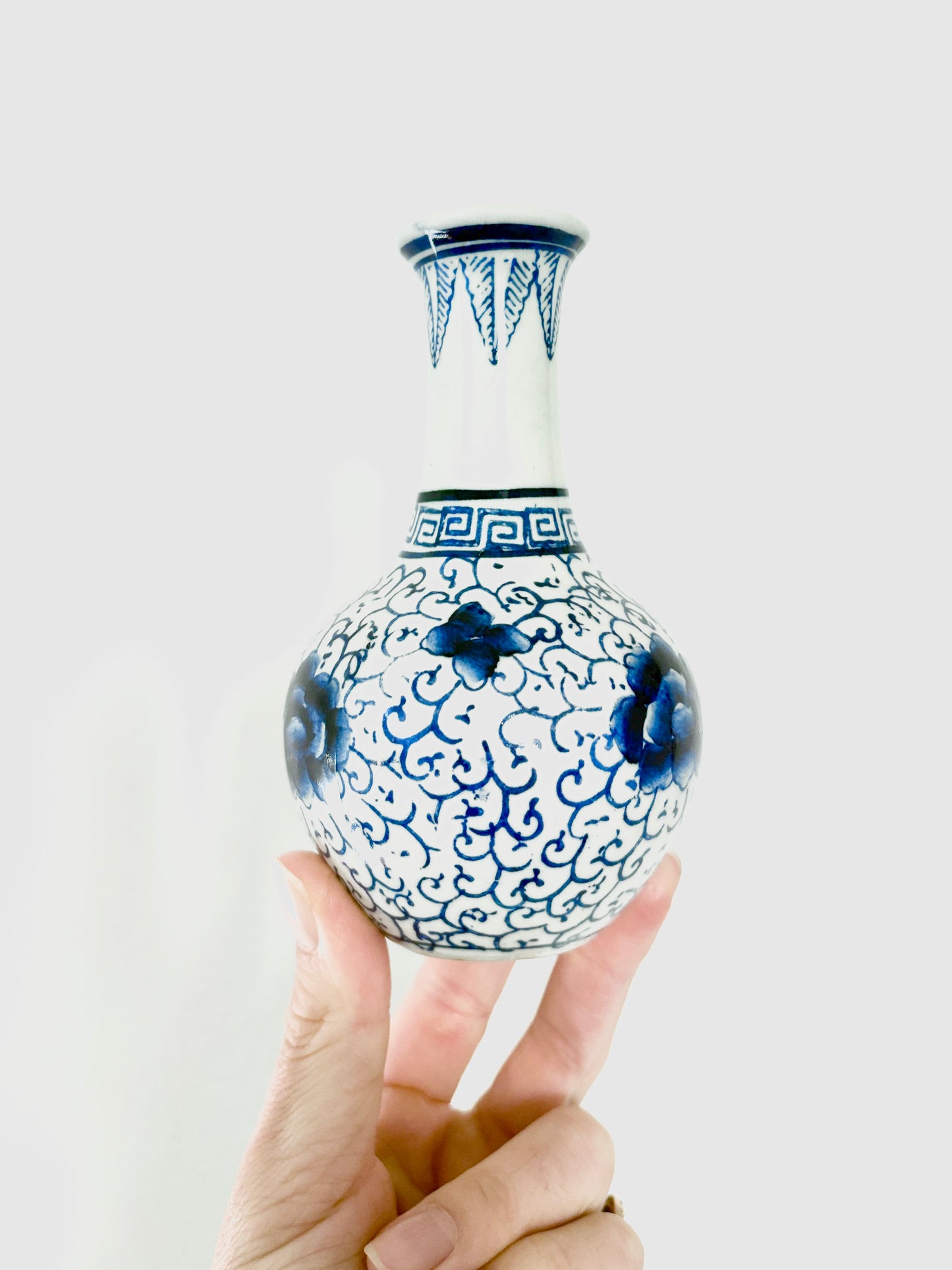 Vintage 5” Chinese Vase – Hand Made & Hand Painted Floral Design