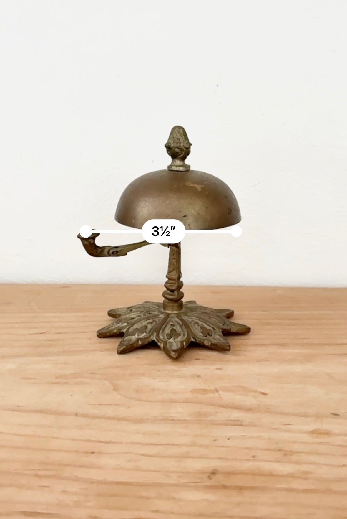 Vintage Brass Counter Bell with Leaf-Molded Base