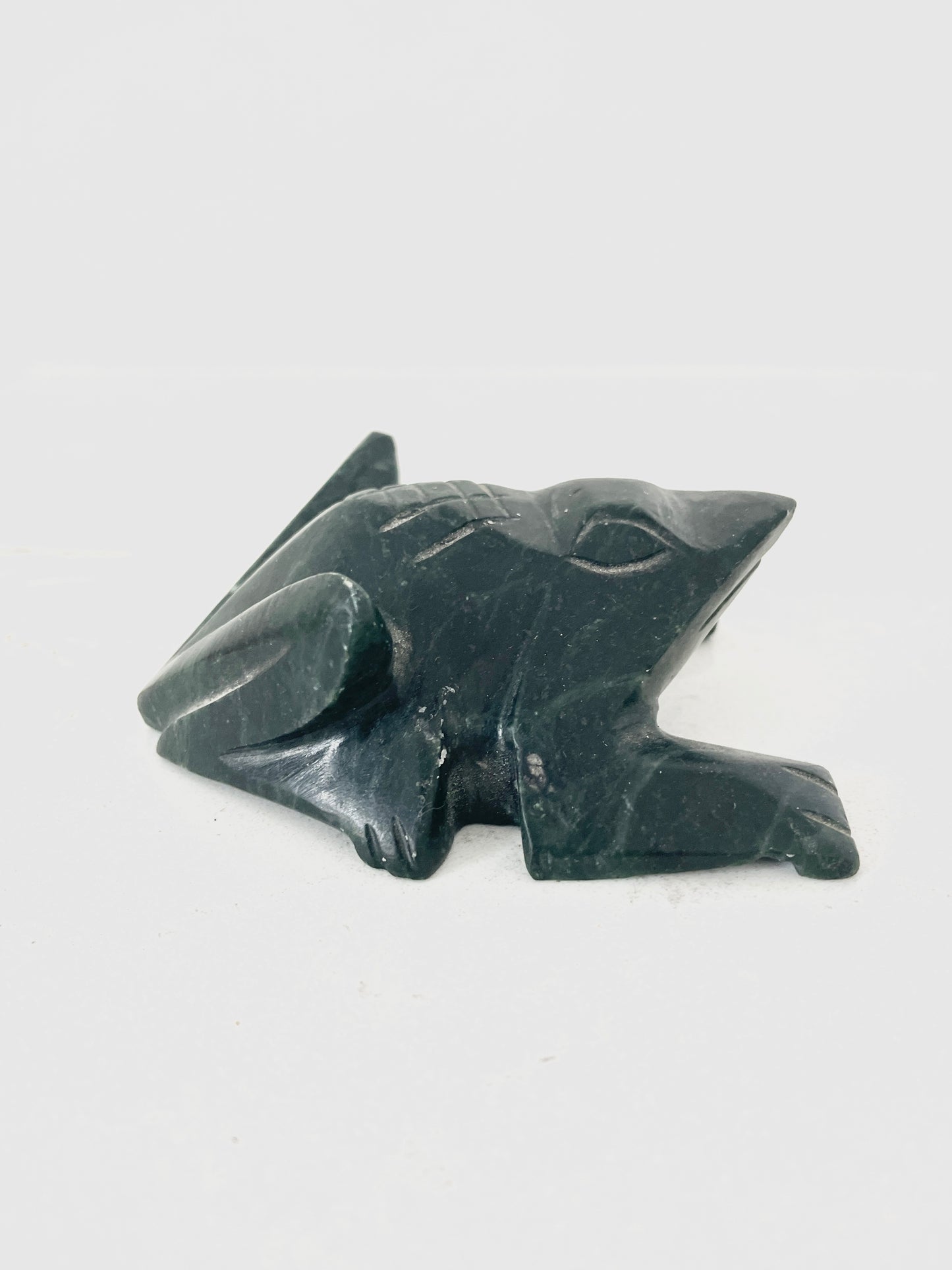 Green Frog Carved from Stone