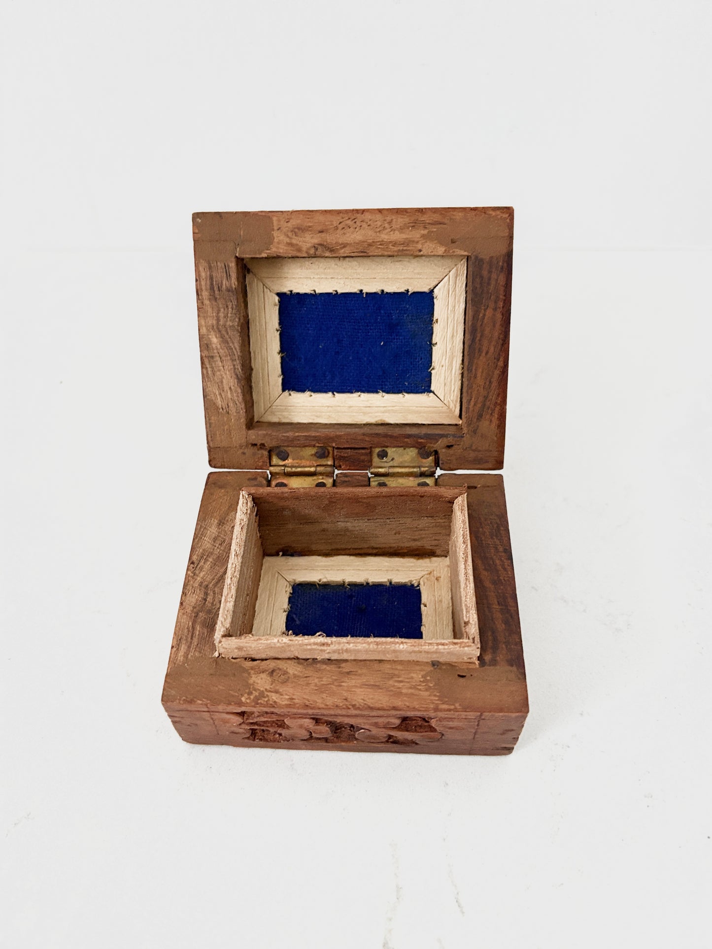 Wooden Carved Trinket Box Hand Crafted