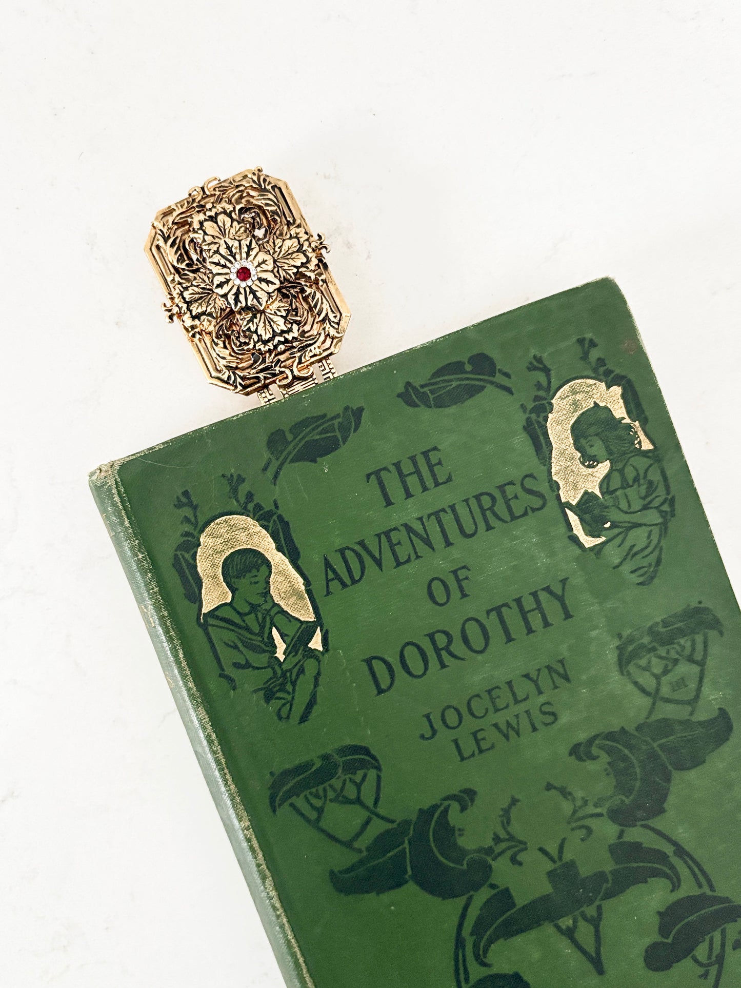 Bombay Gold Finish Cross Bookmark with Red Crystal Gem