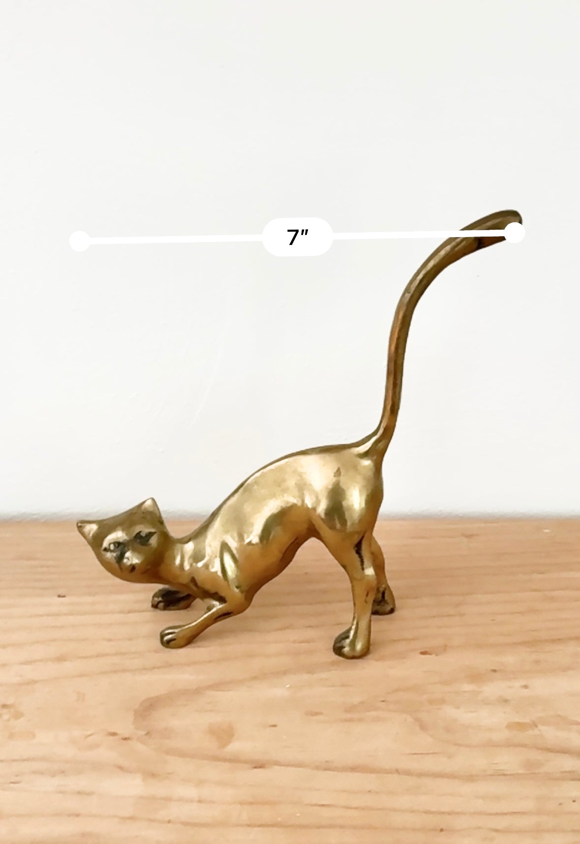 Vintage MCM Brass Cat Figurine – Large Solid Brass Sculpture, Bookend & Doorstop