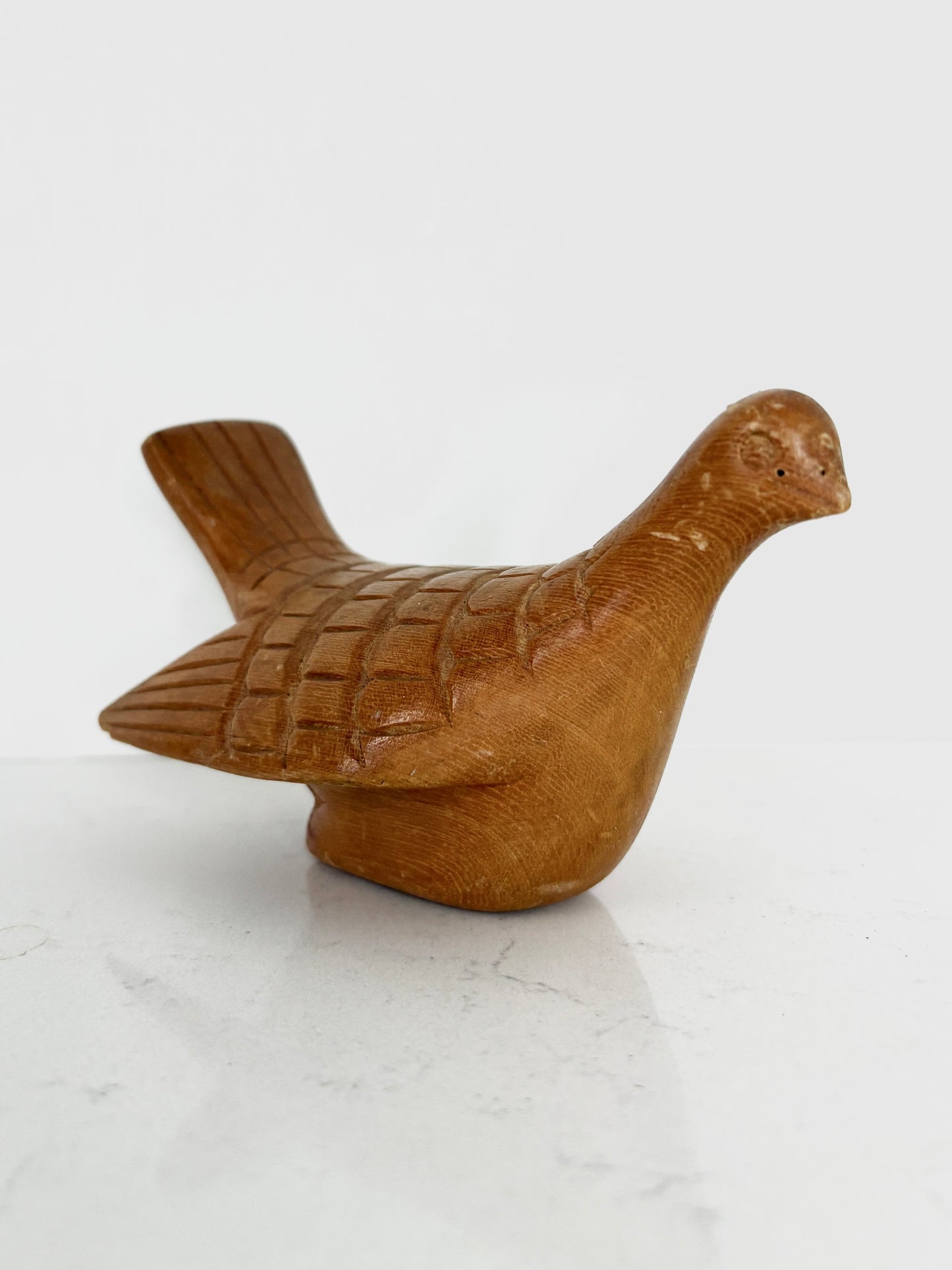 Vintage Hand-Carved Wooden Bird Figurine – Secret Stash Box (1970s Teak Folk Art)