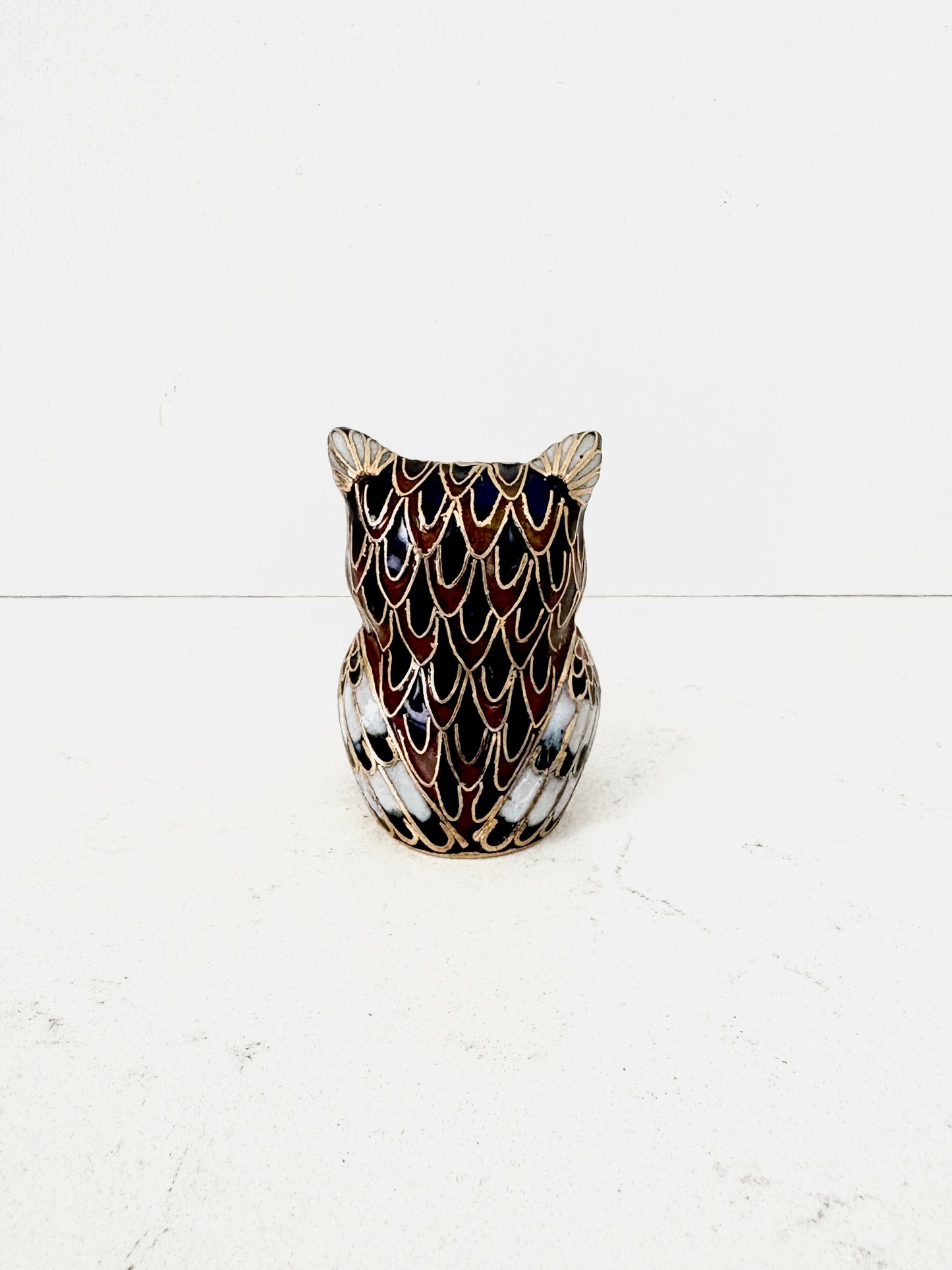 Chinese Cloisonné Enamel Owl Figure