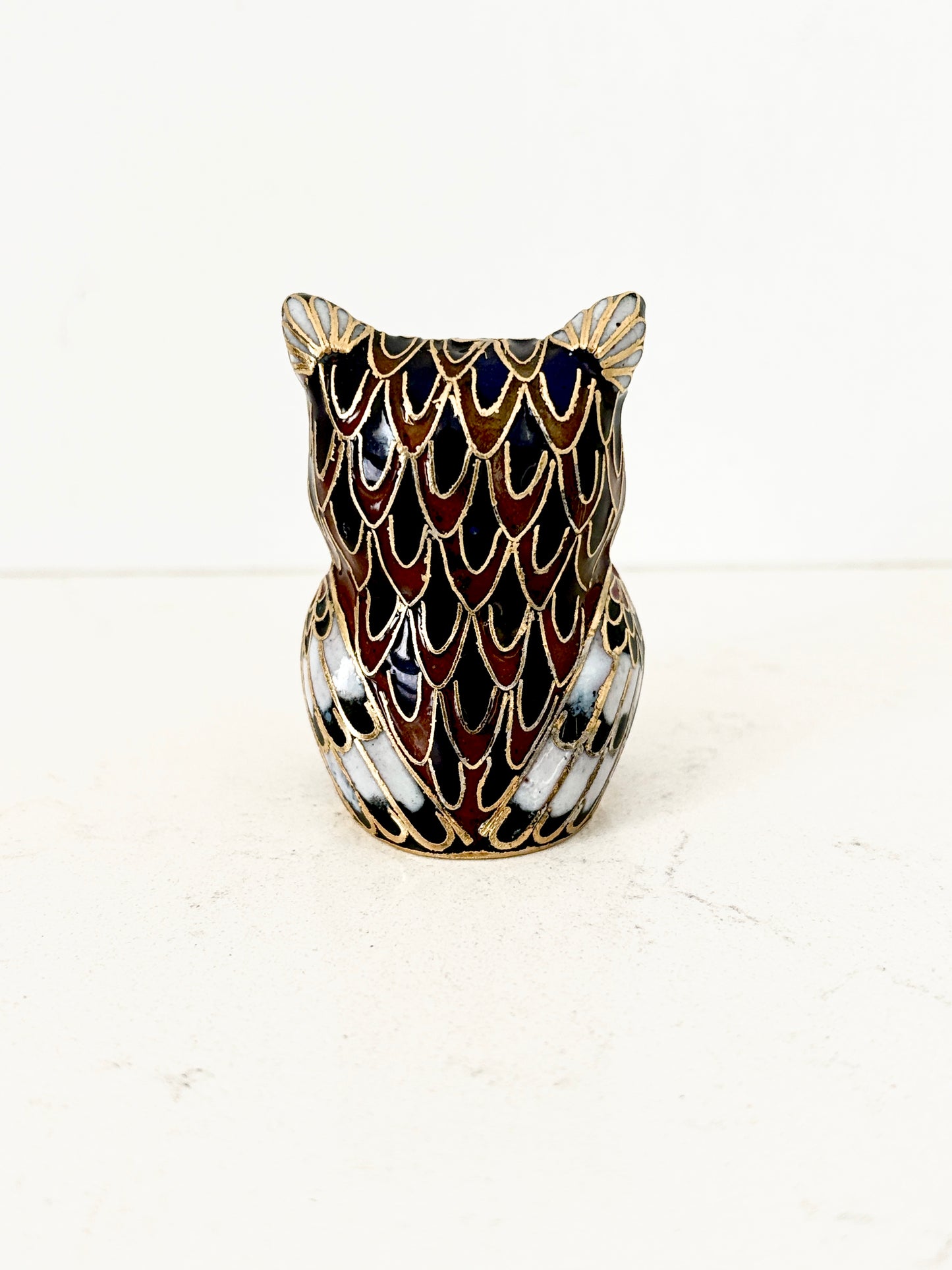 Chinese Cloisonné Enamel Owl Figure