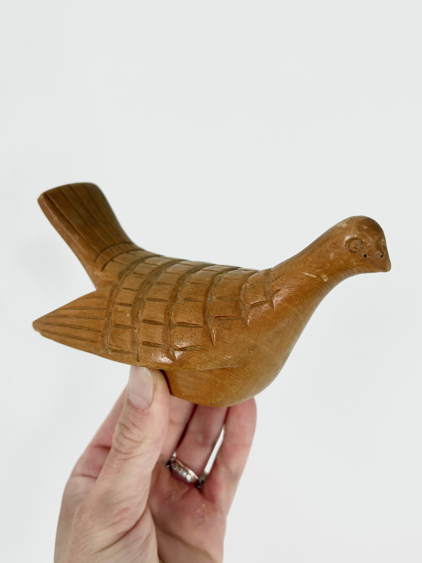 Vintage Hand-Carved Wooden Bird Figurine – Secret Stash Box (1970s Teak Folk Art)