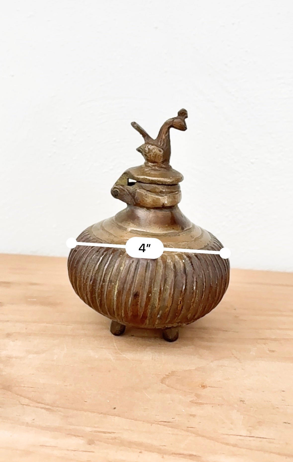 Antique Indian Cast Bronze Inkwell – Mughal or Indo-Persian Style