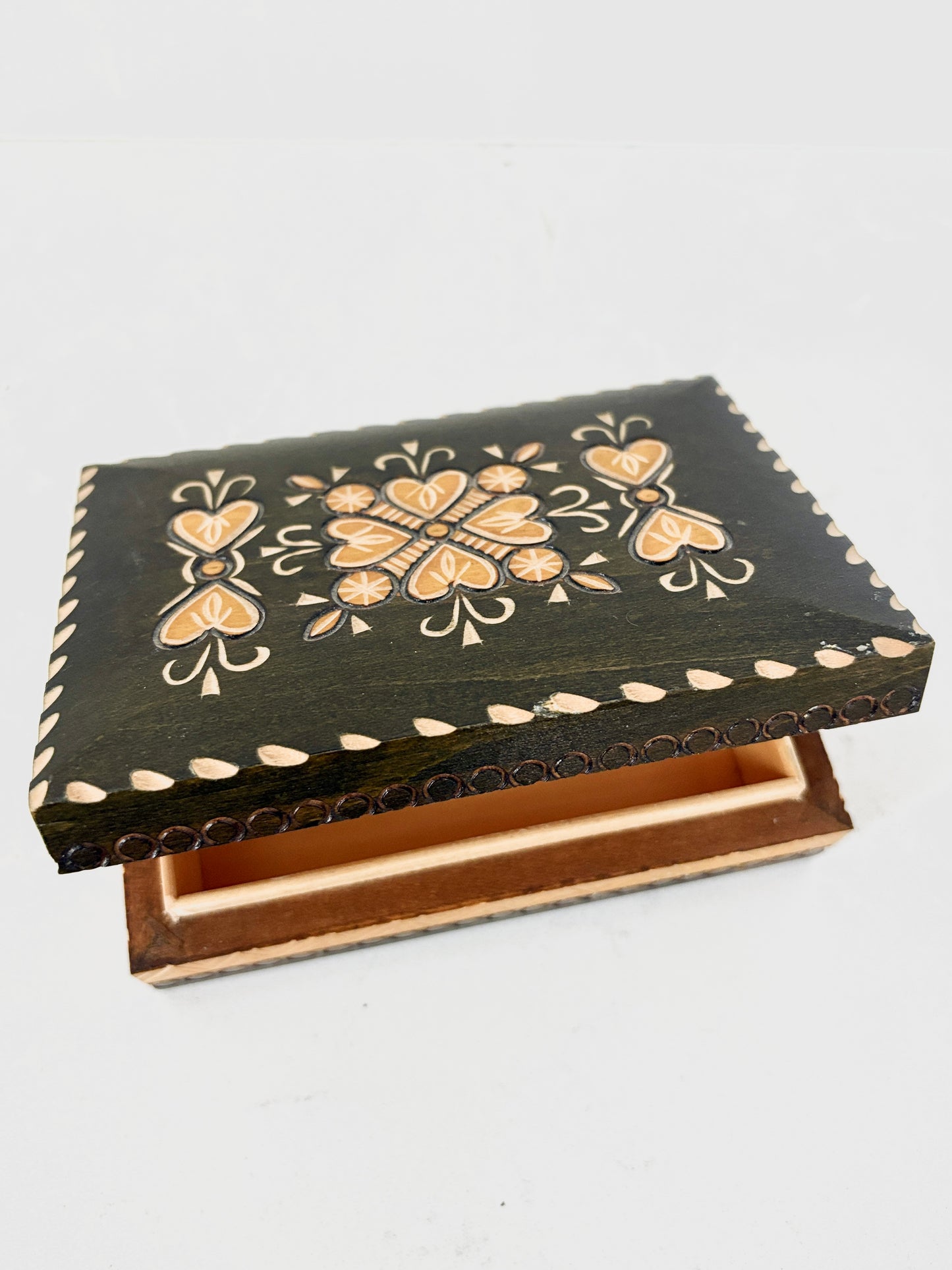 Polish Handcrafted Wooden Box |Inlaid Carvings
