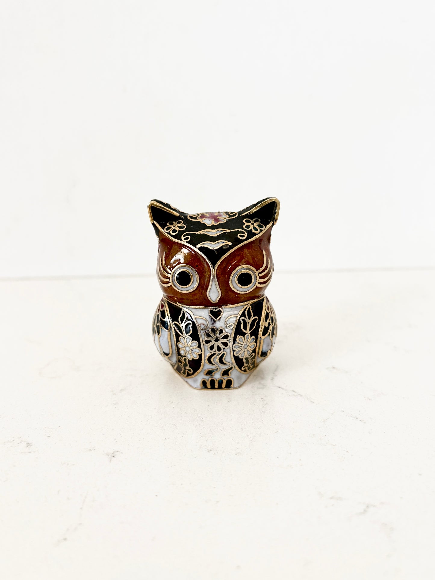 Chinese Cloisonné Enamel Owl Figure