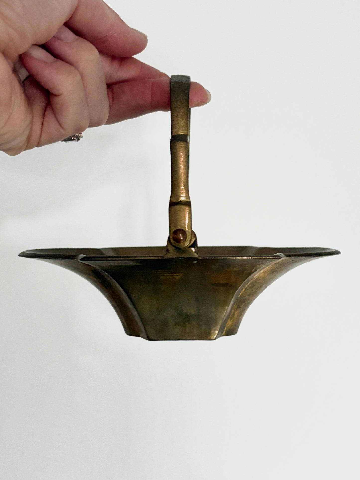 Brass Flower Basket with Hinge Handle | Vintage Charm for Any Space