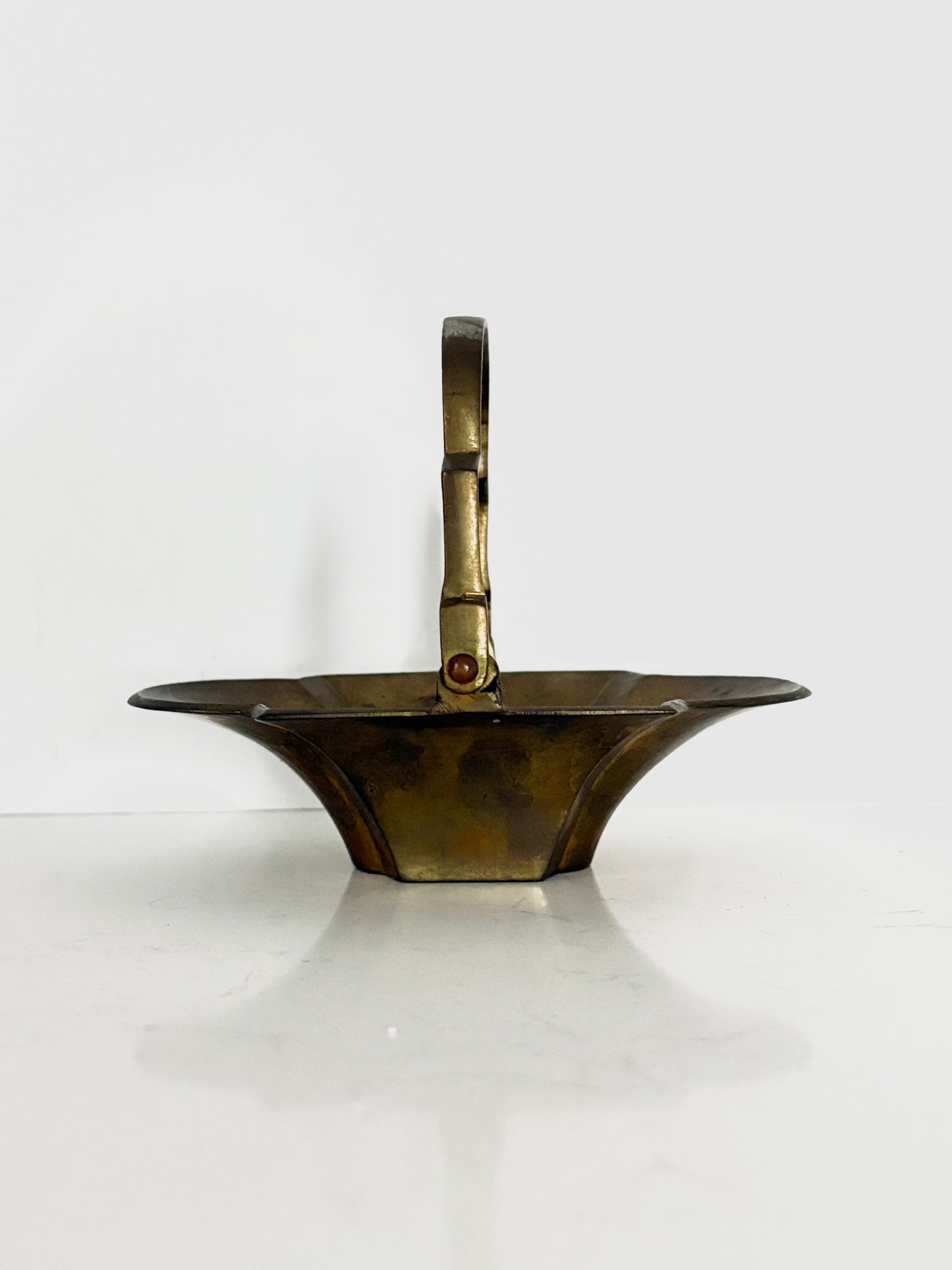 Brass Flower Basket with Hinge Handle | Vintage Charm for Any Space
