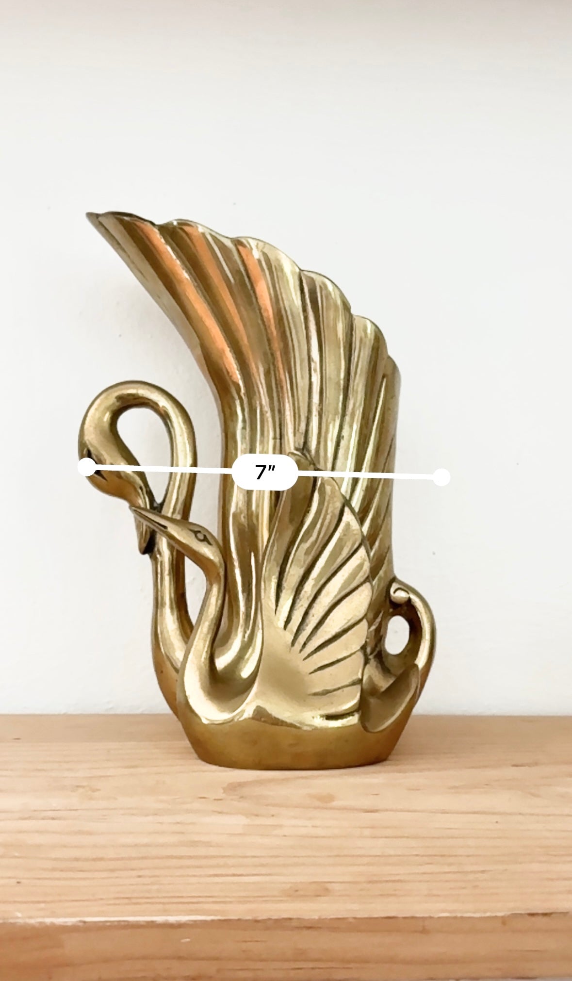 Vintage Brass Swan Vase Sculpture
