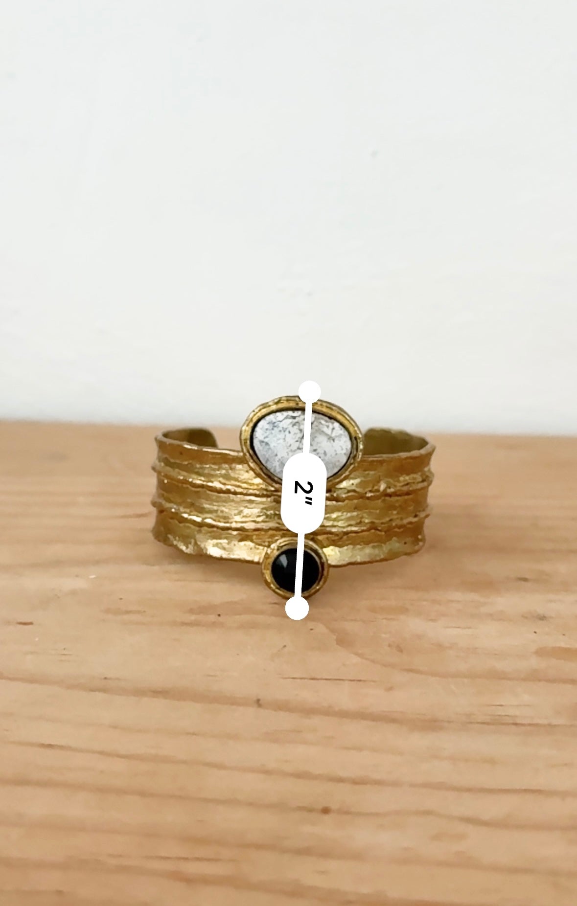 Multi-Stone Sara Cuff Bracelet – Brass with Dendritic Agate & Natural Gemstones