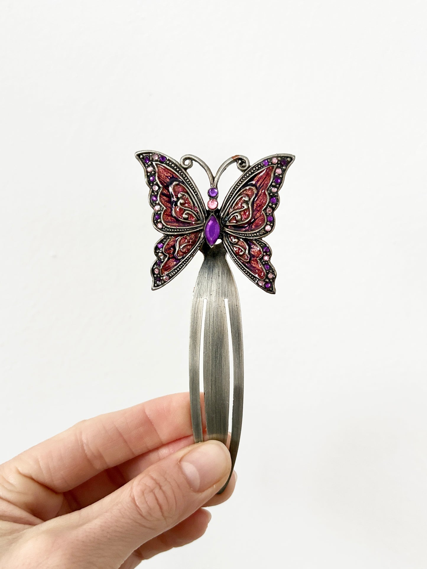 Vintage Silver Gem Butterfly Bookmark