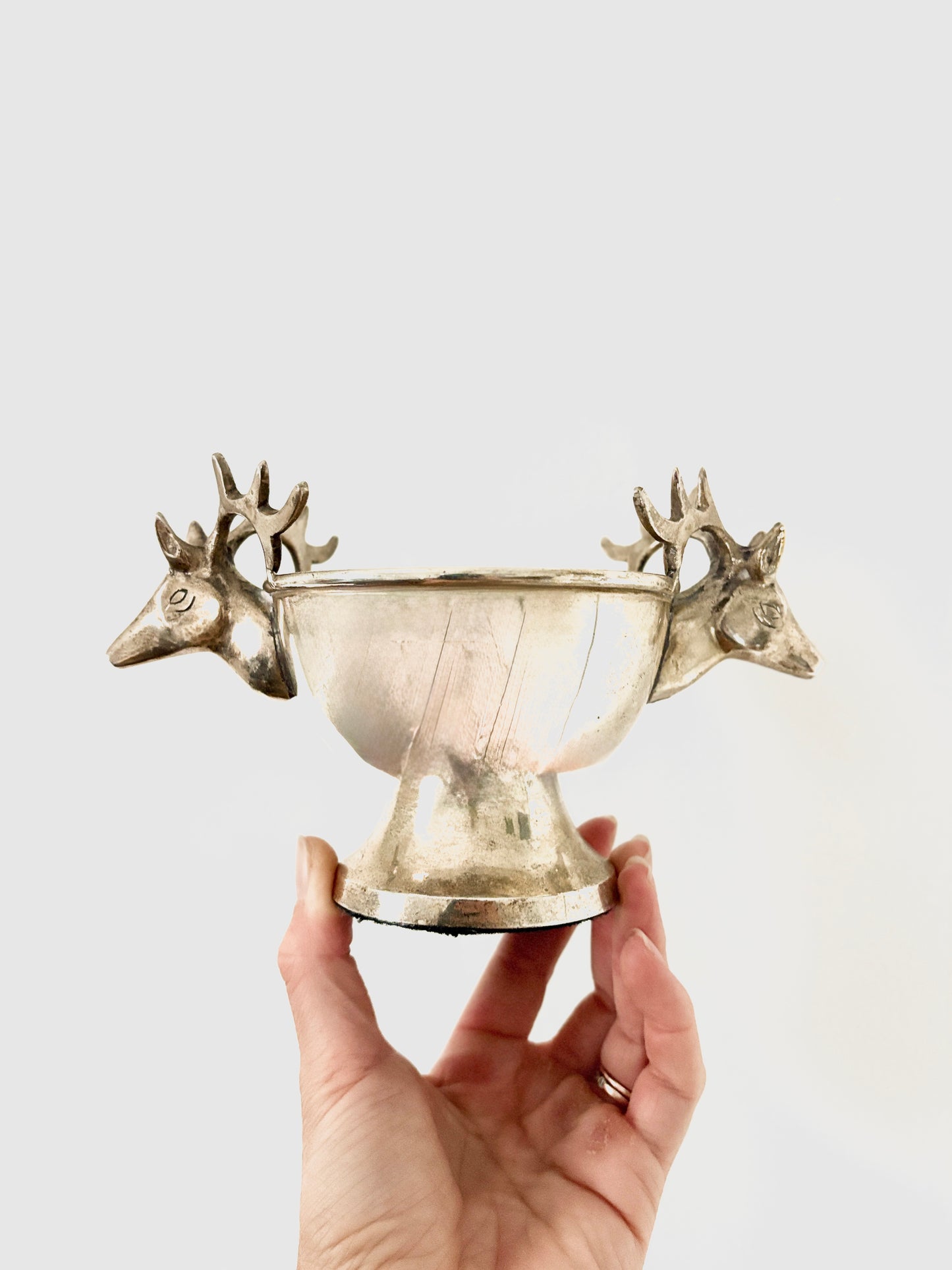 Vintage Silver Plated Stag Deer | Elk Head Pedestal | Decorative Bowl | Elegant Home Decor