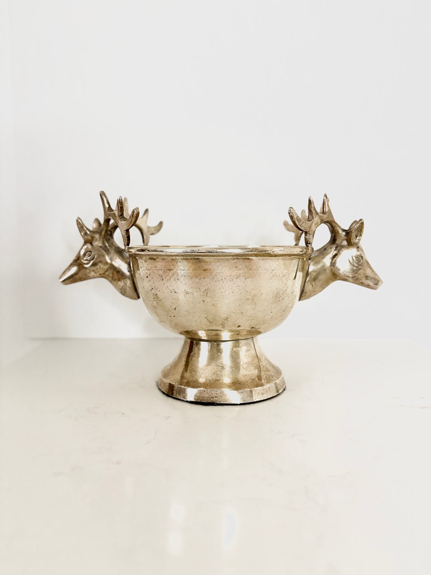 Vintage Silver Plated Stag Deer | Elk Head Pedestal | Decorative Bowl | Elegant Home Decor