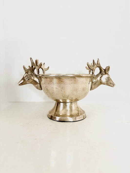 Vintage Silver Plated Stag Deer | Elk Head Pedestal | Decorative Bowl | Elegant Home Decor