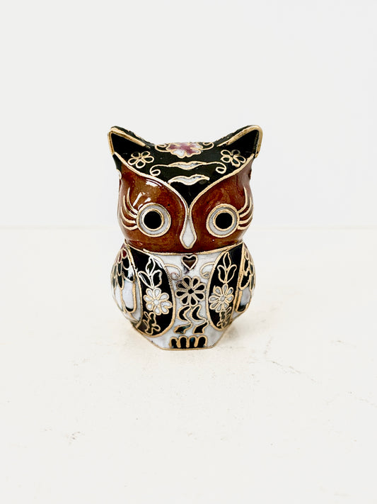 Chinese Cloisonné Enamel Owl Figure