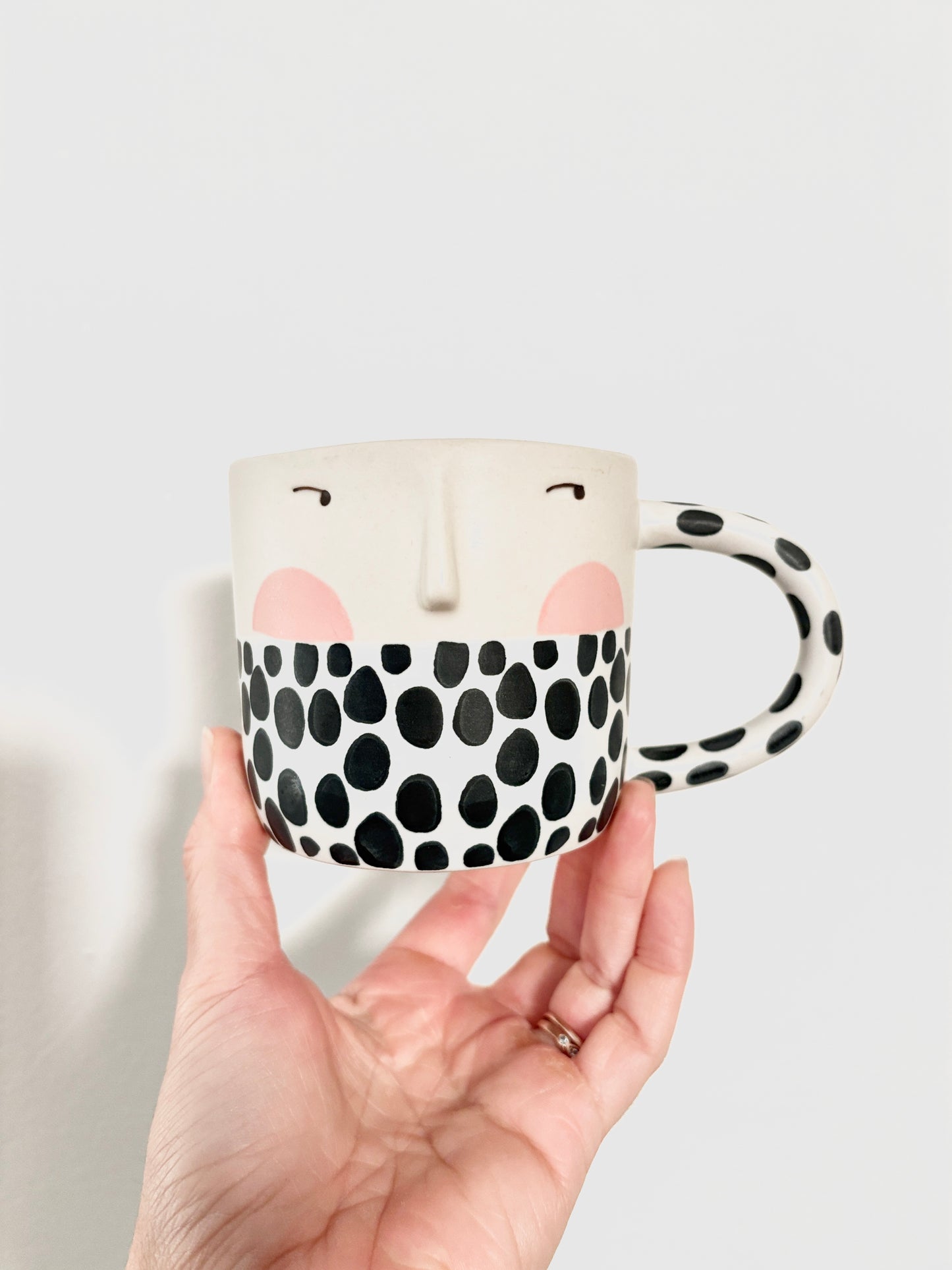 Anthropologie Fotini Tikkou Visage Polkadot Mug | Artist Series Face Mug | Modern Boho Coffee Cup