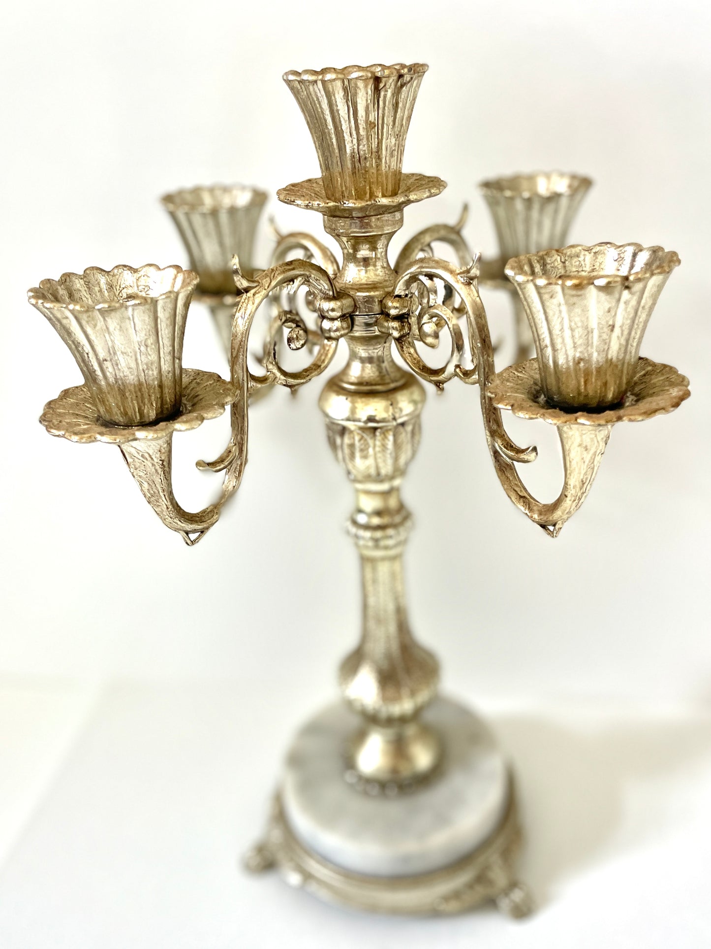 Sold - Candelabra Marble Base Art Deco Gold/Brass Tone