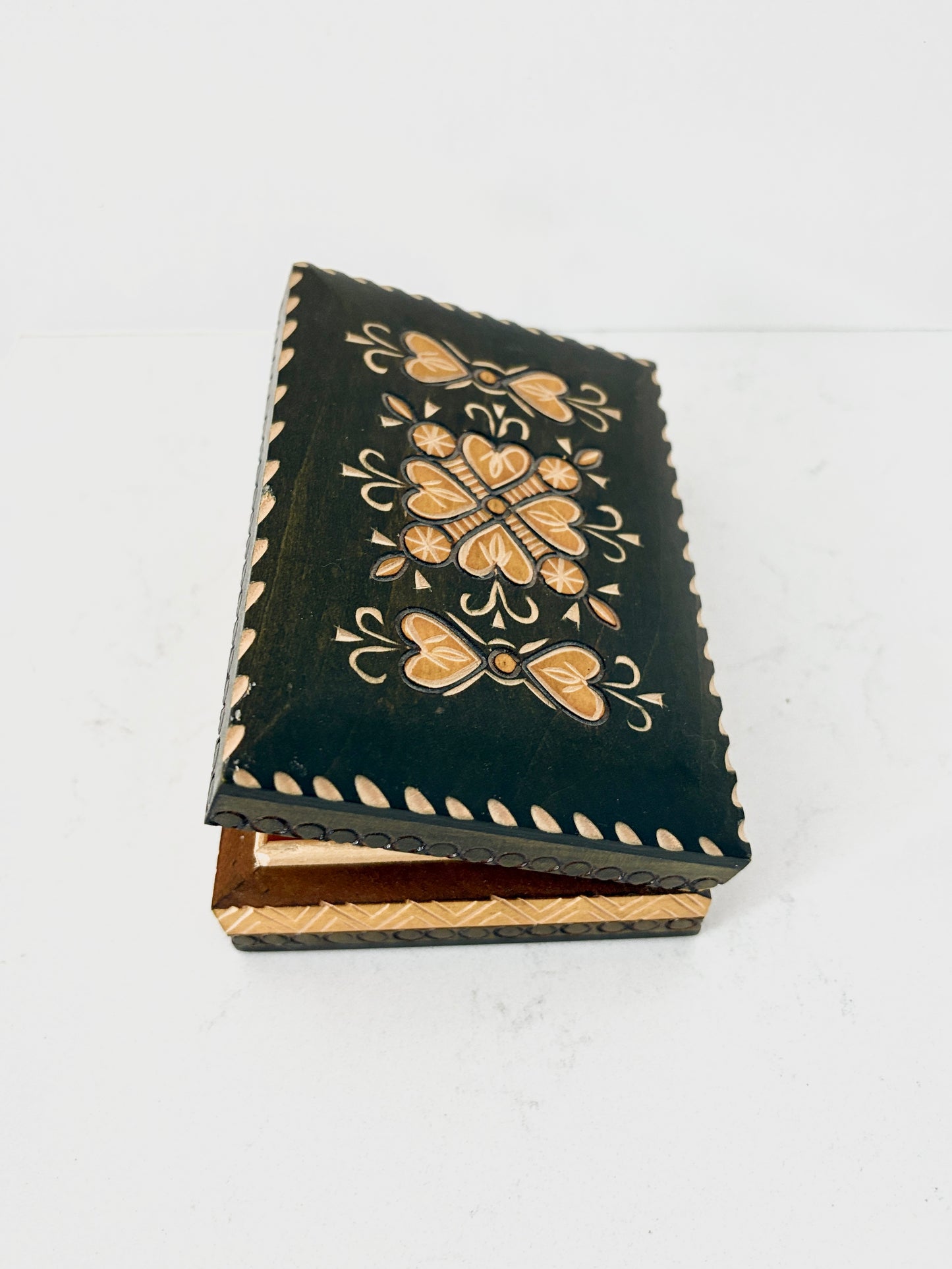 Polish Handcrafted Wooden Box |Inlaid Carvings