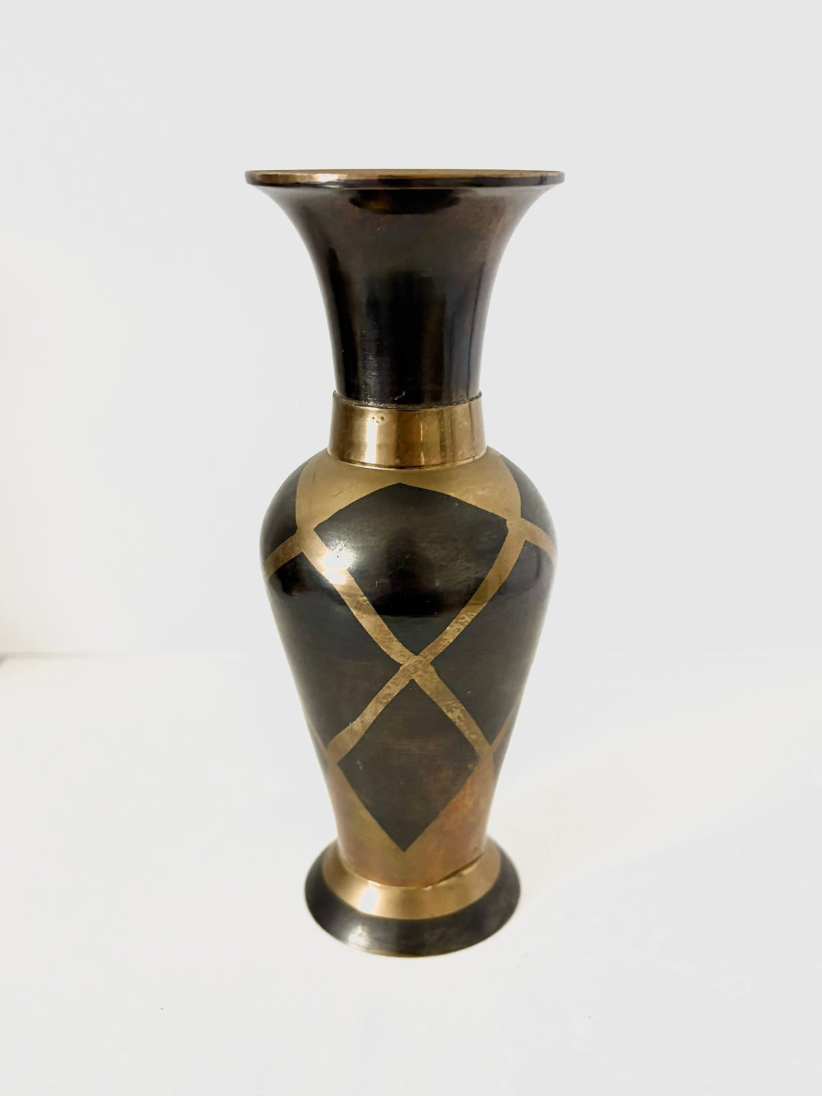 Mid-Century Hand-Etched Brass Vase