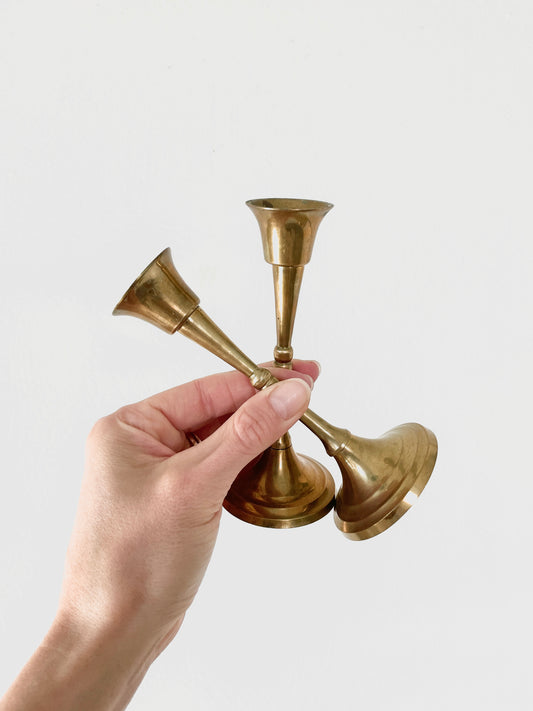 Mini Holiday Candle Holders Brass