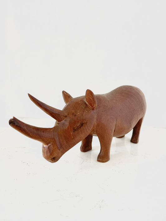 Natural Wooden Rhino Hand Crafted