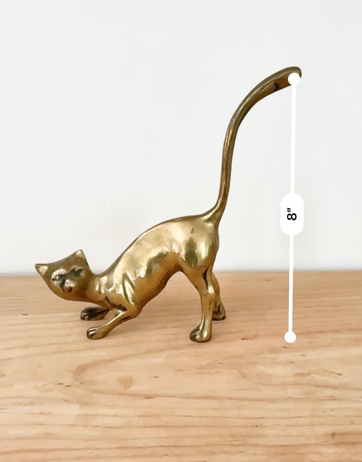 Vintage MCM Brass Cat Figurine – Large Solid Brass Sculpture, Bookend & Doorstop