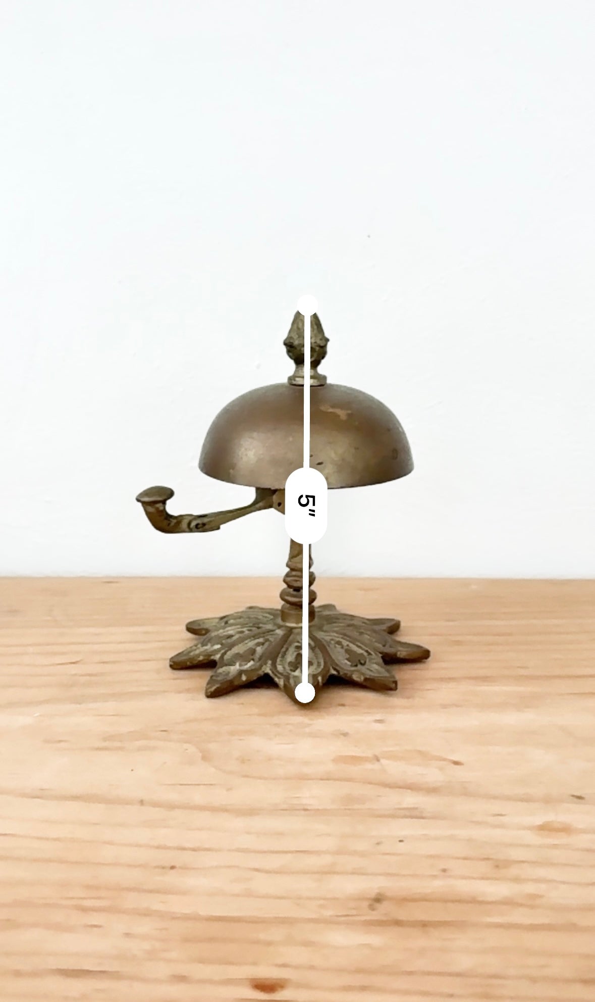 Vintage Brass Counter Bell with Leaf-Molded Base
