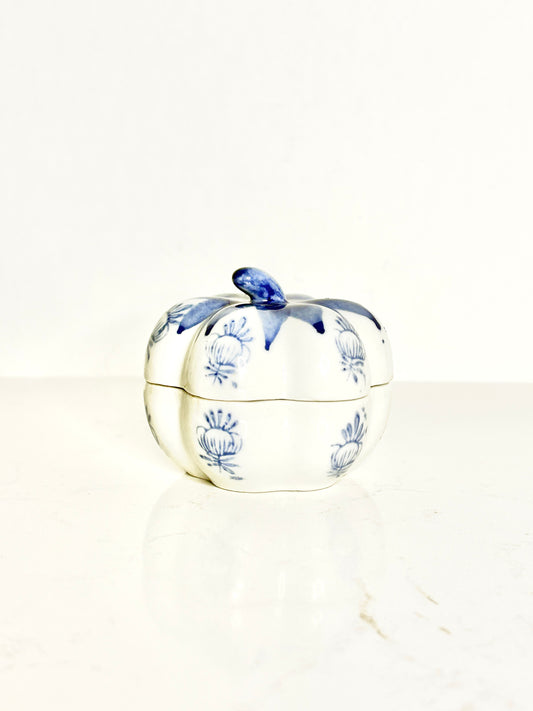 Blue and White Pumpkin Trinket Box
