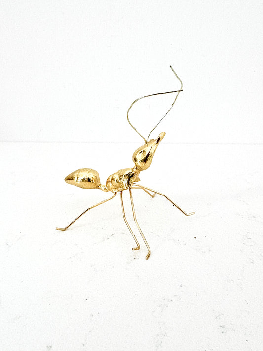 Brass Ant Figurine | Tiny Retro Insect Sculpture | Good Luck Decor | Housewarming Gift | Shelf Sitter | Modern Table Accent