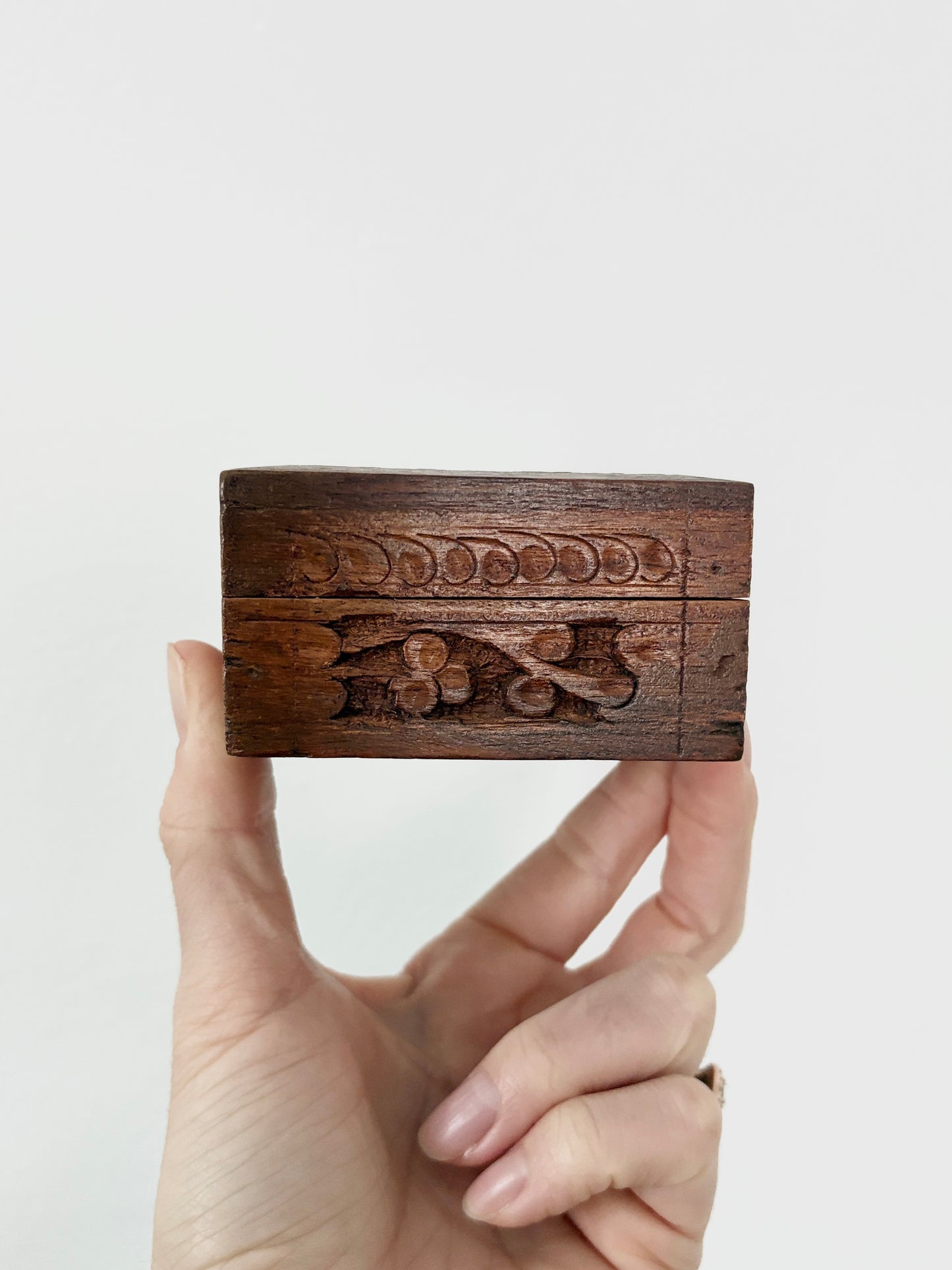 Wooden Carved Trinket Box Hand Crafted