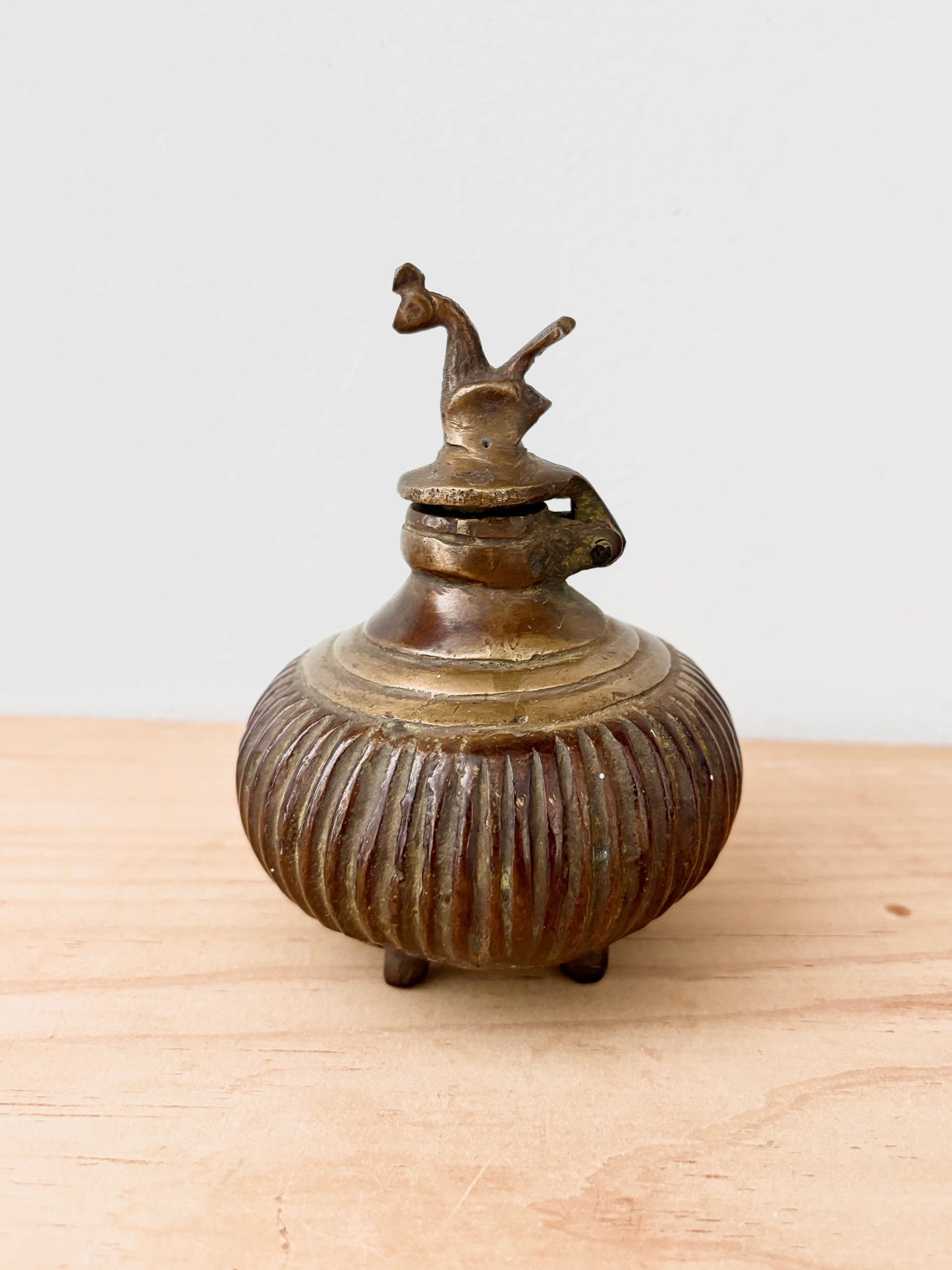 Antique Indian Cast Bronze Inkwell – Mughal or Indo-Persian Style