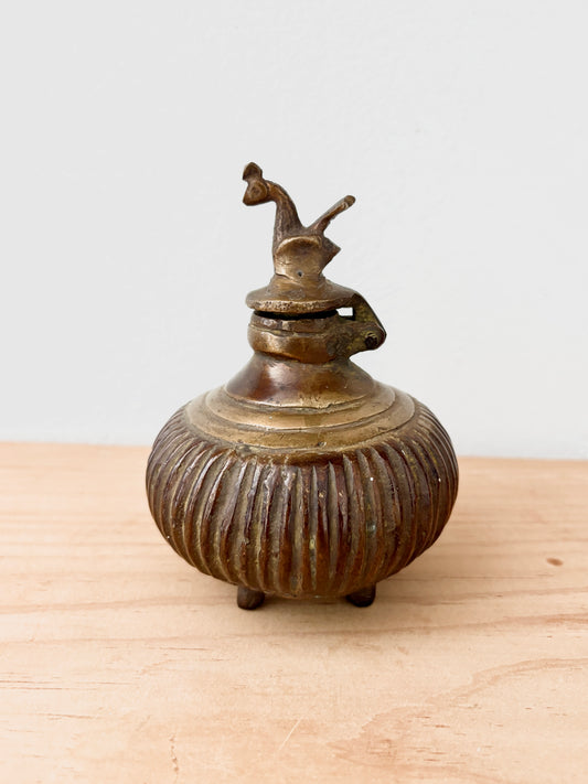Antique Indian Cast Bronze Inkwell – Mughal or Indo-Persian Style