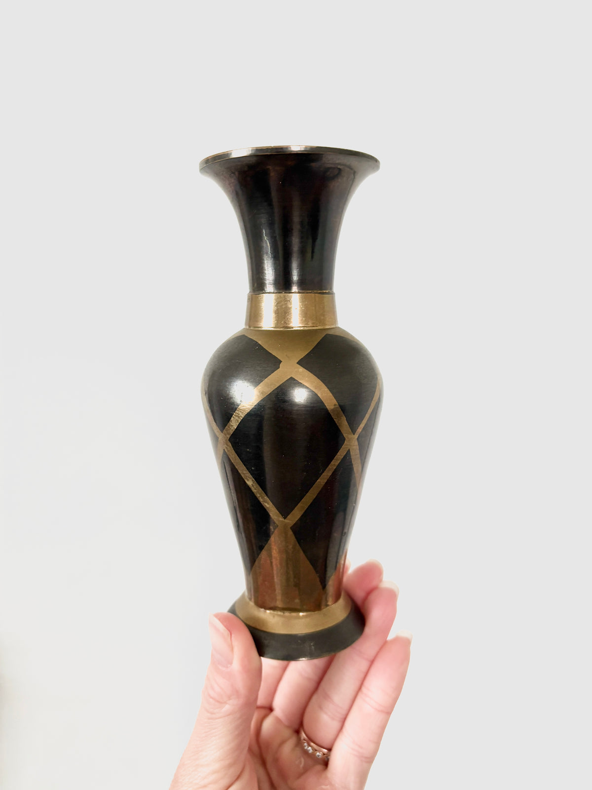 Mid-Century Hand-Etched Brass Vase