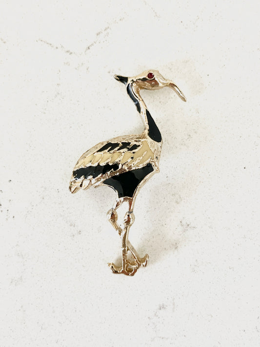 Golden Crain Broach - Vintage