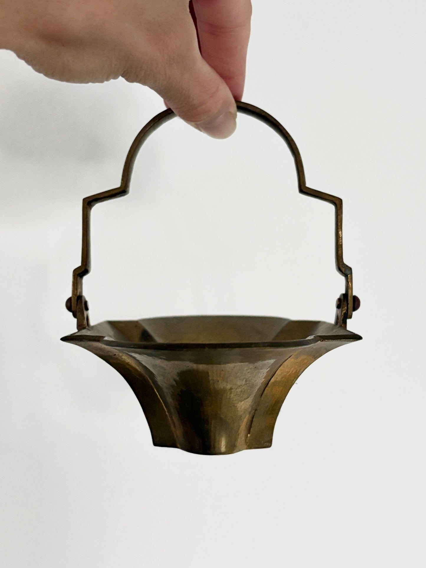 Brass Flower Basket with Hinge Handle | Vintage Charm for Any Space