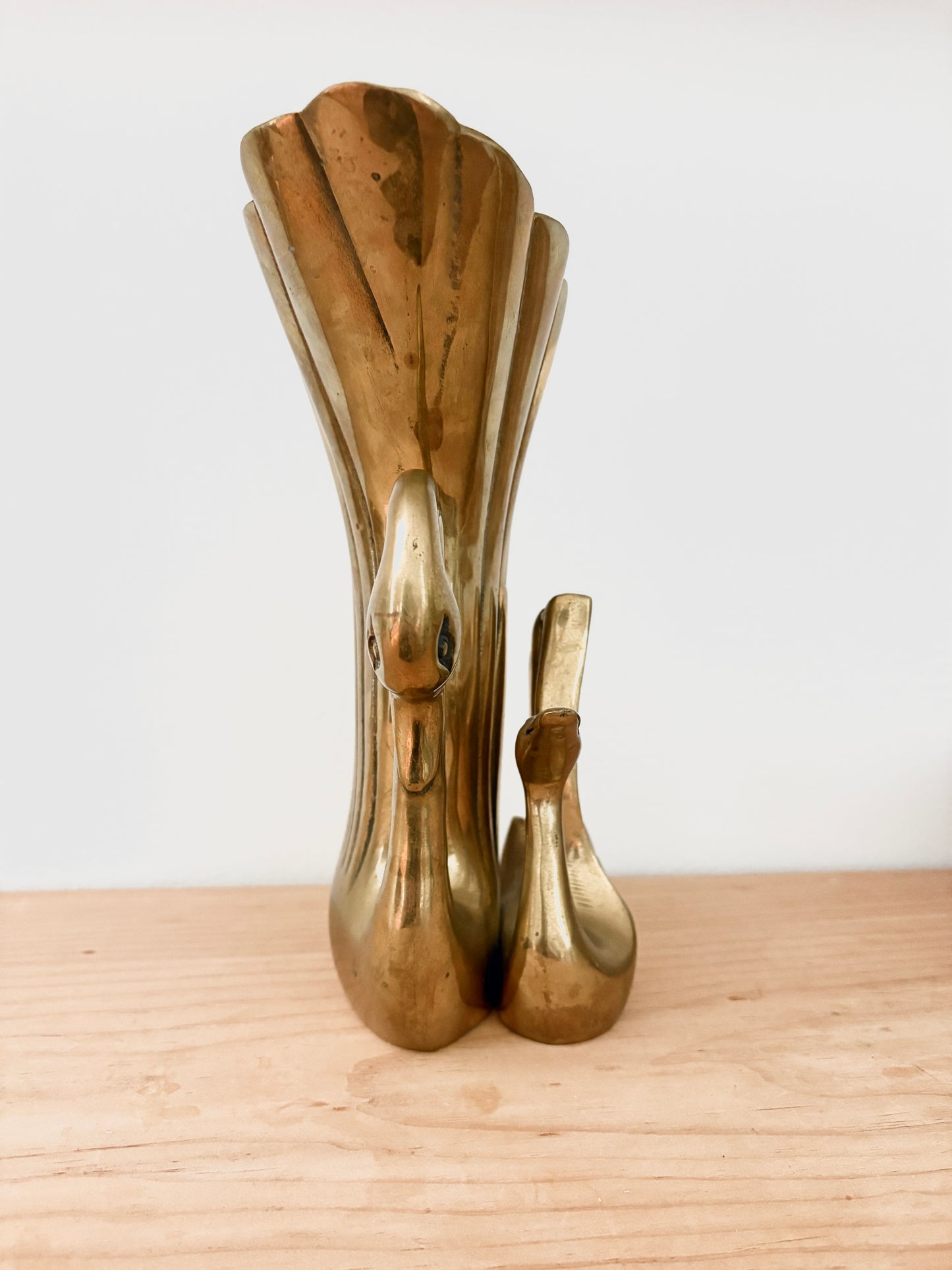 Vintage Brass Swan Vase Sculpture