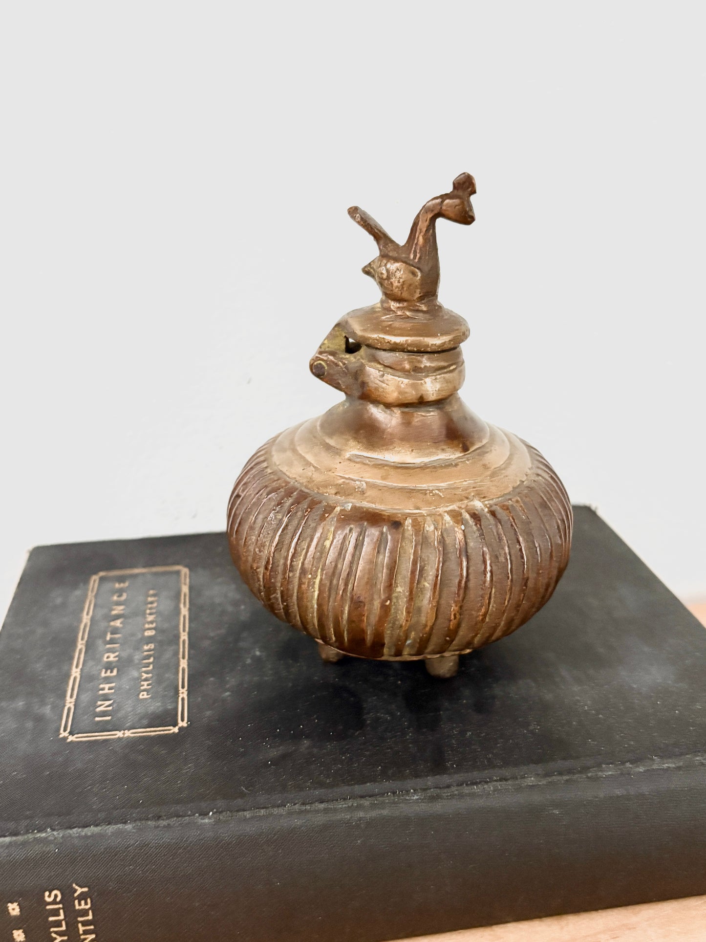 Antique Indian Cast Bronze Inkwell – Mughal or Indo-Persian Style